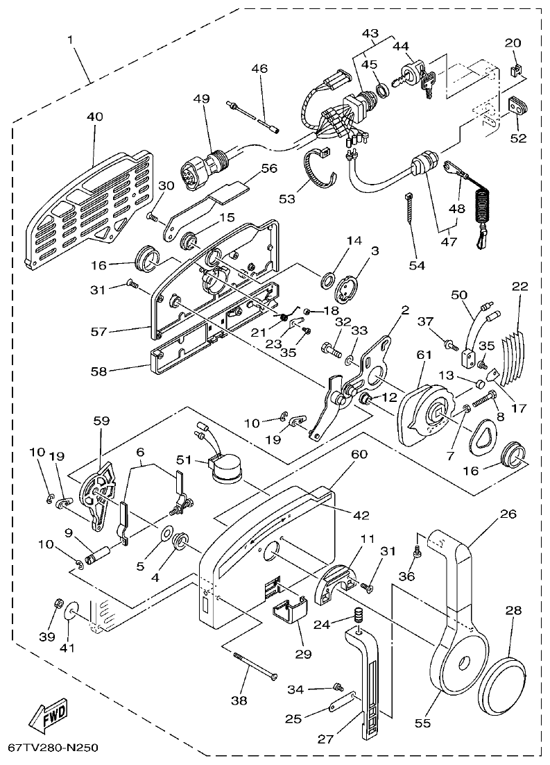 Yamaha E48C, E55C, 55B, E48CMH, E55CMH REMOTE CONTROL ASSY 1 parts diagram